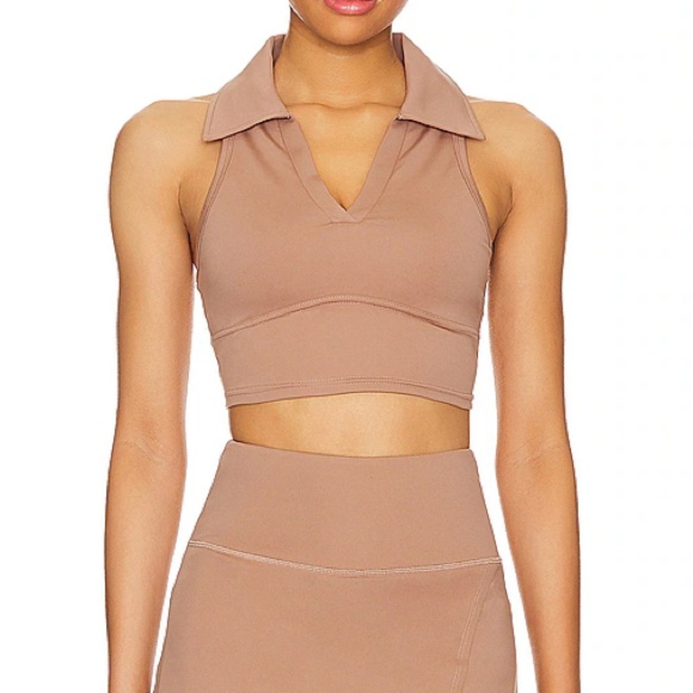 WELLBEING + BEINGWELL MoveWell Workout Cropped Tank in Fresco Brown Athleisure